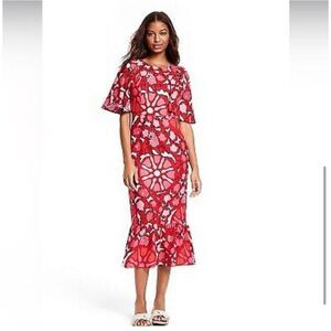Rhode X Target Red Zinnia Linen Blend Maxi Dress sz 22 EUC